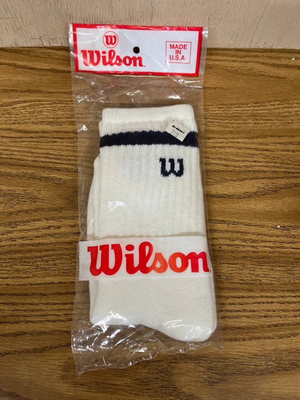 Vintage Striped Tube Socks Over Calf Blue Wilson Tennis Baseball